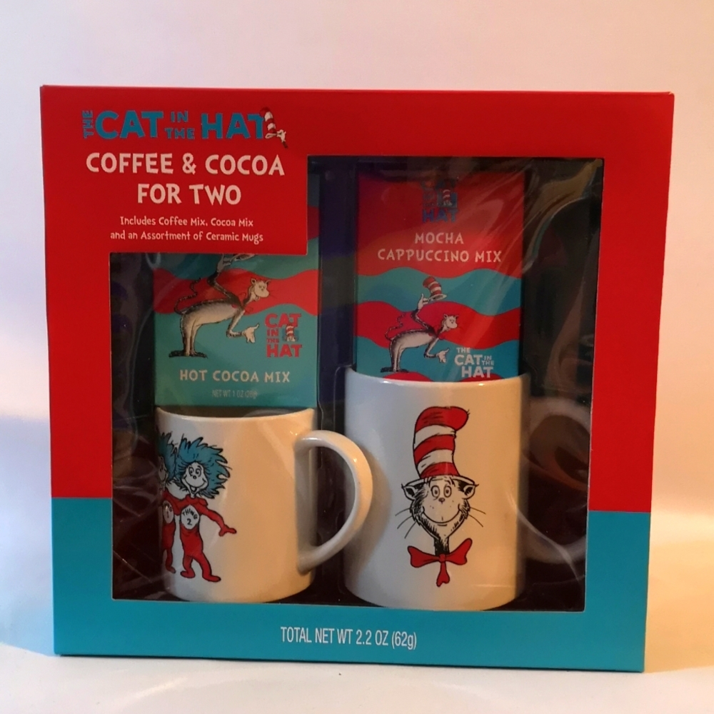 The Cat in the Hat Coffee & Cocoa For Two Ceramic Mug & Mix Set New in Box